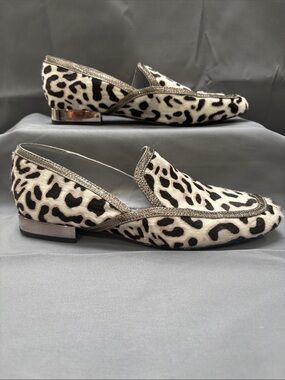 Donald J. Pliner Rezza Genuine Calf Hair Low Block Heel Loafer Sz 6.5
